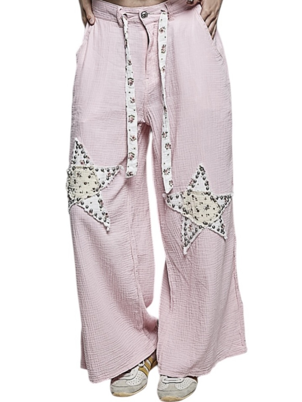 POL Pink Cotton Wide Leg Star Pant